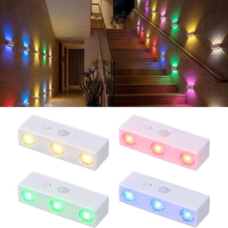 Akumulatorowa lampka nocna LED z czterema czujnikami ruchu i automatyczną zmianą kolorów