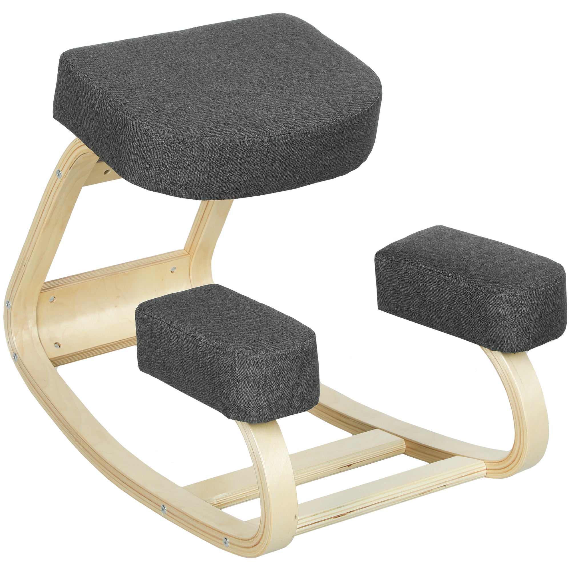 Krzesło kolanowe, ergonomiczny stołek do siedzenia, tapicerowany stołek zapewniający zdrową postawę siedzącą, drewno brzozowe, nośność 120 kg