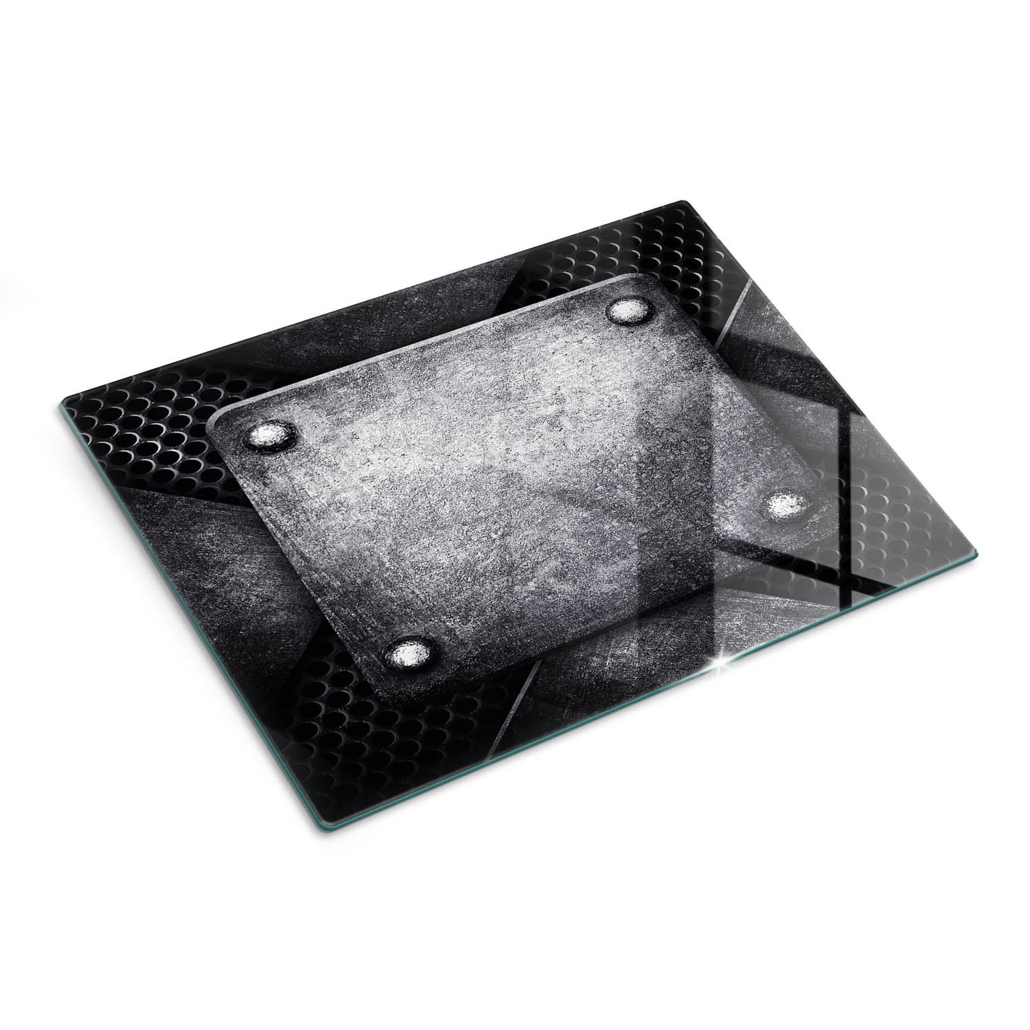 Deska do krojenia z wytrzymałego szkła hartowanego - Metal Wzór - 30x40 - Tulup