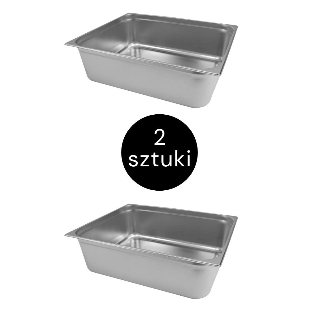 2 x patelnie hotelowe pojemnik gastronomiczny GN ze stali nierdzewnej 2/1 650x530x200mm Mega-M
