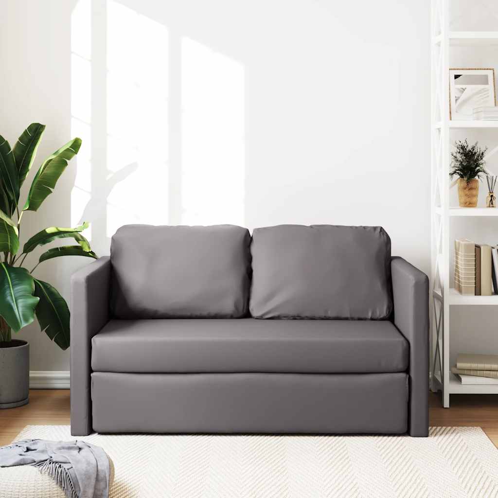 Sofa podłogowa 2-w-1, szara, 112x174x55 cm, sztuczna skóra