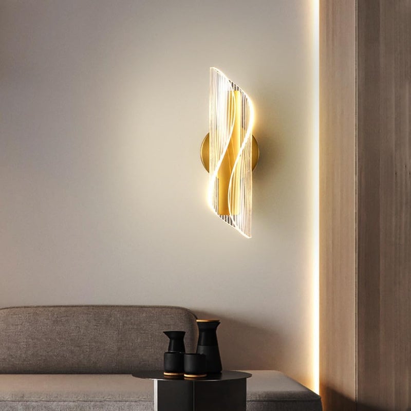 12W Nowoczesna trójkolorowa lampa ścienna - Wewnętrzna lampa ścienna LED w kolorze aluminium, złotym - do sypialni, salonu, klatki schodowej, korytarz