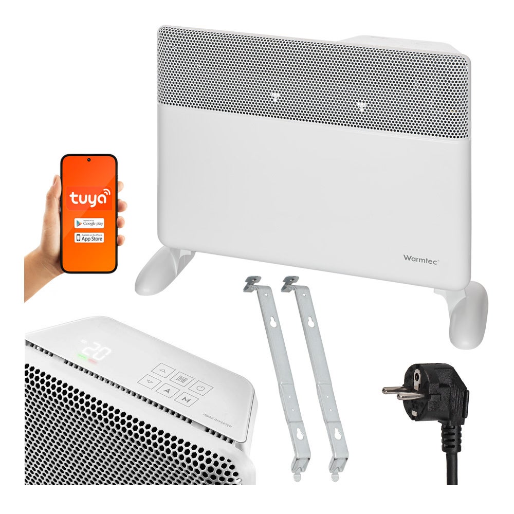 Grzejnik elektryczny konwektorowy energooszczędny 1500W inwerterowy Wi-Fi biały Warmtec EGI-15B