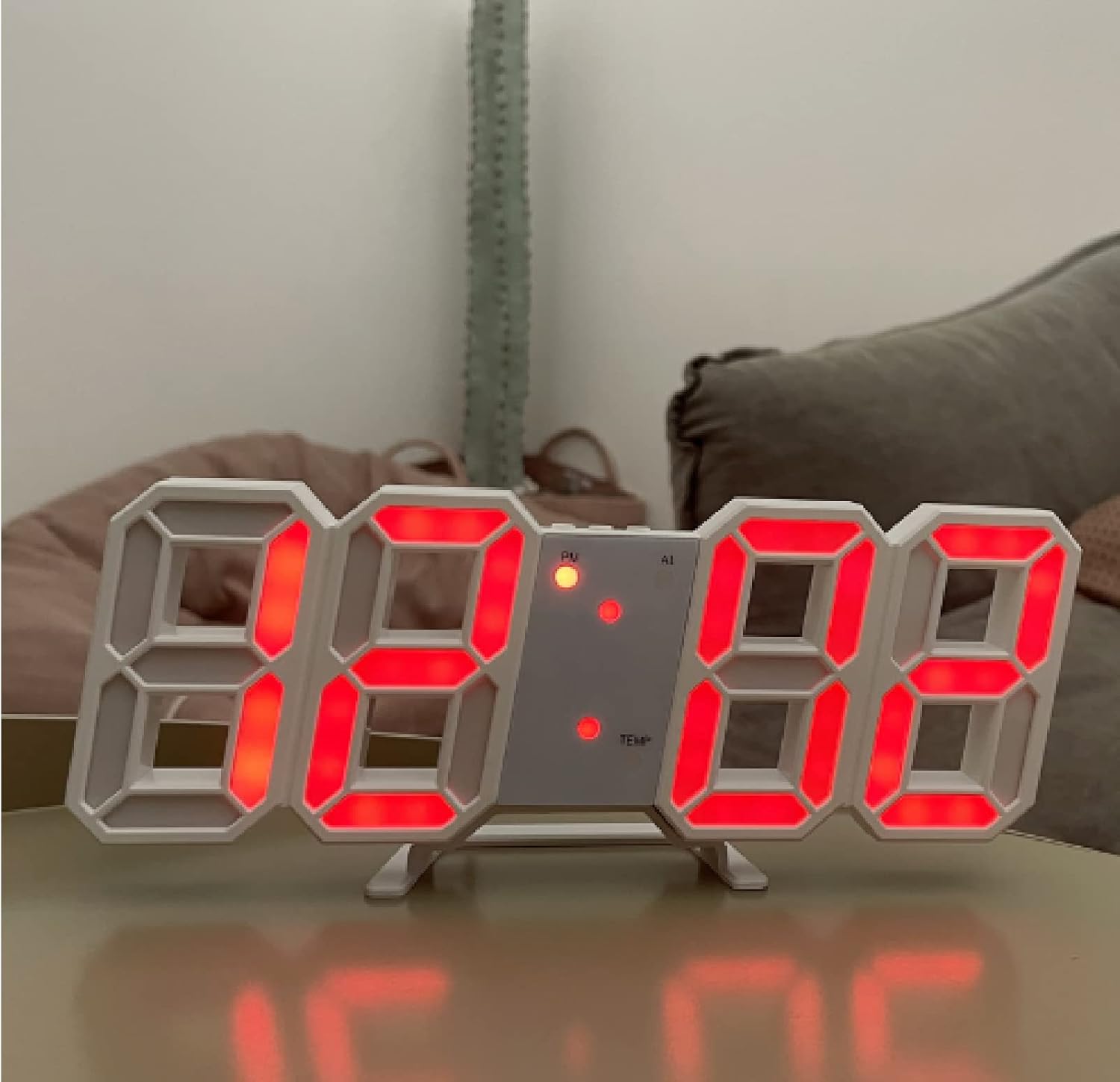 Cyfrowy zegar ścienny LED 3D z wyświetlaczem temperatury i kalendarza, elektroniczny budzik, dekoracja pokoju, czerwone światło