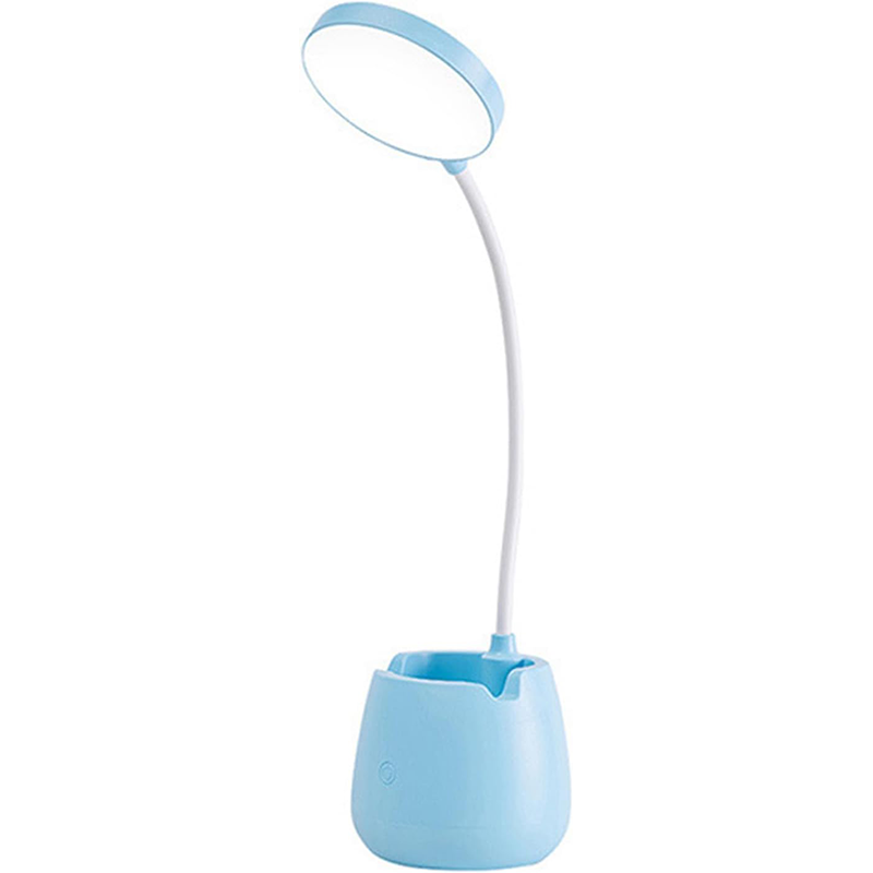 Lampka biurkowa LED, ściemnialna, do czytania, z portem ładowania USB, mała lampka biurkowa chroniąca oczy (niebieska)