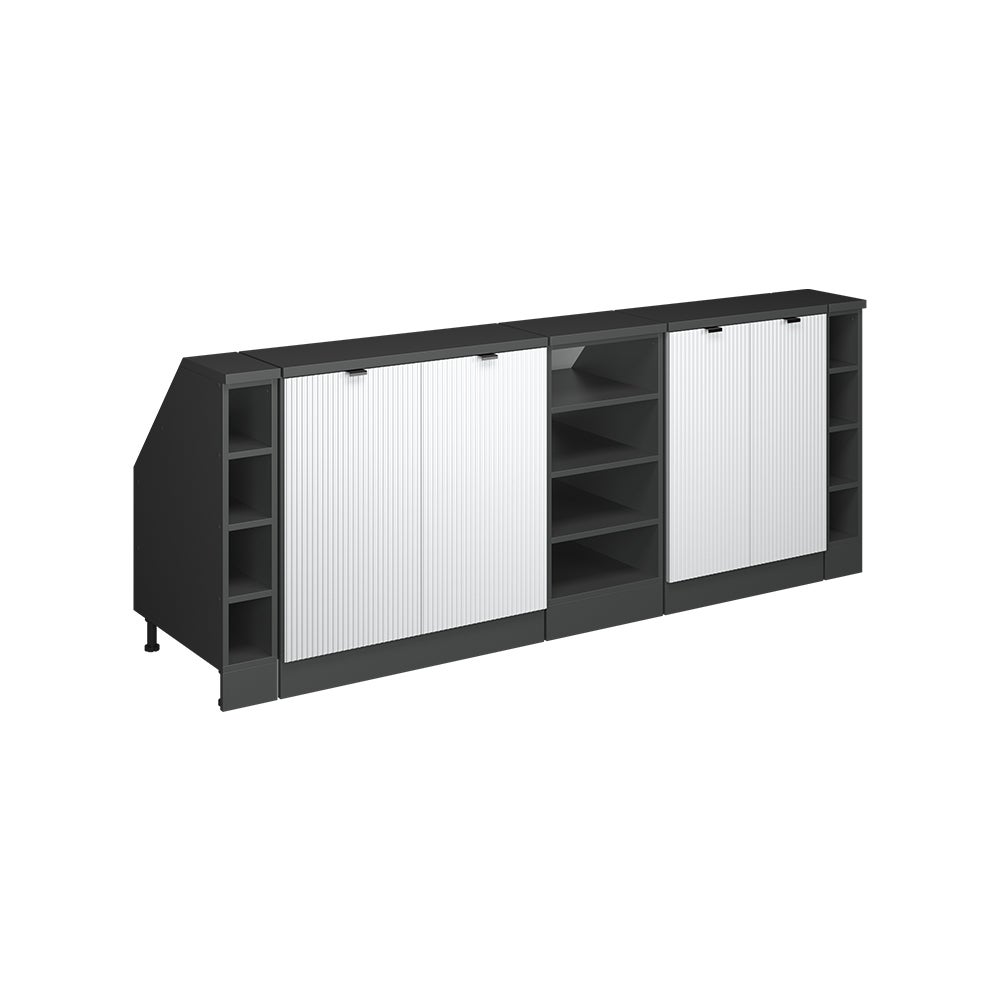 Vicco Zestaw szaf na dachy skośne Rion, Białe pofałdowanie, 210 cm Zestaw 5 korpusów szafy głębokość 60 cm