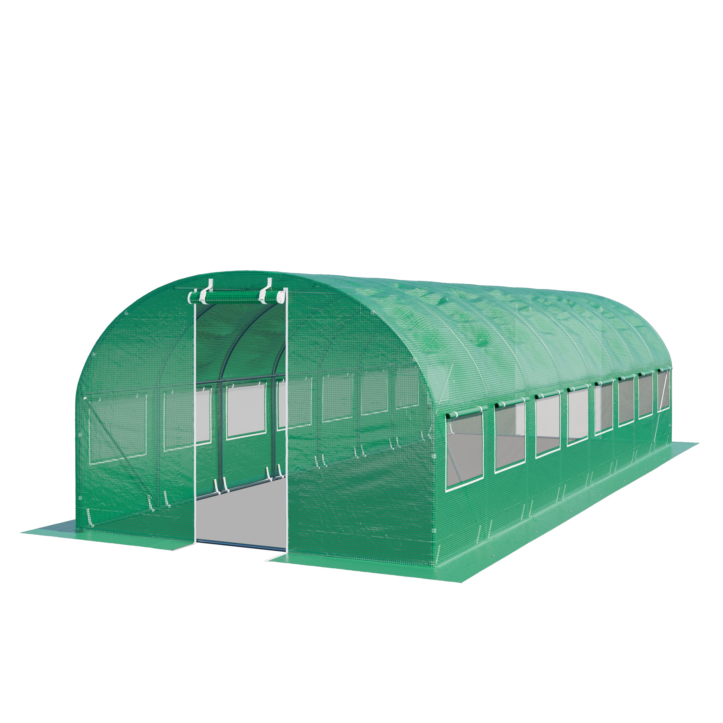 TOOLPORT Tunel foliowy Szklarnia foliowa 4x8m z oknami - Plandeka PE o gramaturze 180g/m² zielony przezroczysta