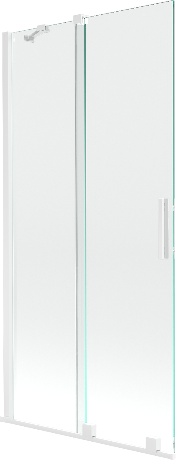Mexen Velar parawan nawannowy 2-skrzydłowy rozsuwany 95 x 150 cm, transparent, biały - 896-095-000-01-20