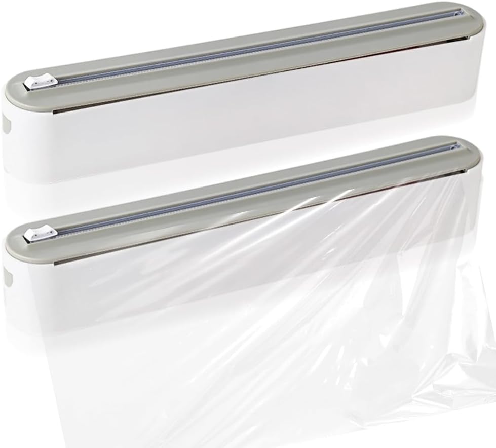 (2 szt.) Magnetyczny dozownik folii aluminiowej i folii, ulepszony obcinacz ścienny, dozownik do przechowywania folii aluminiowej i folii z obcinacze