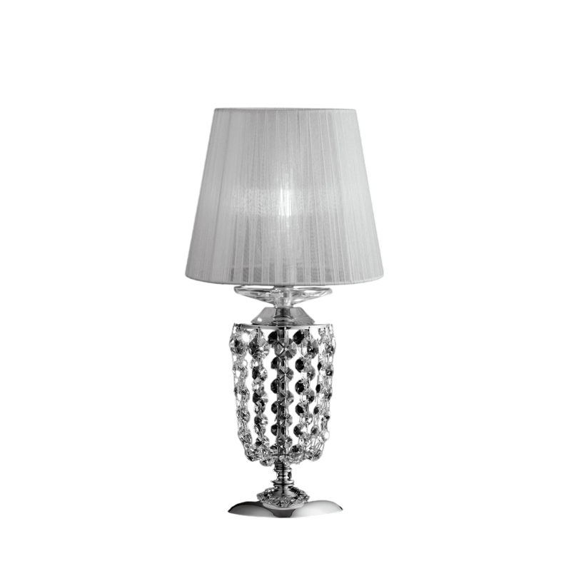 Lumetto in ferro e ottone cromato con paralume 1 luce H.40 - Ø20