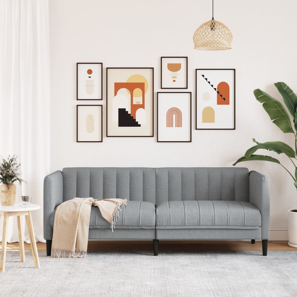 Sofa 2-osobowa, jasnoszara, tapicerowana tkaniną