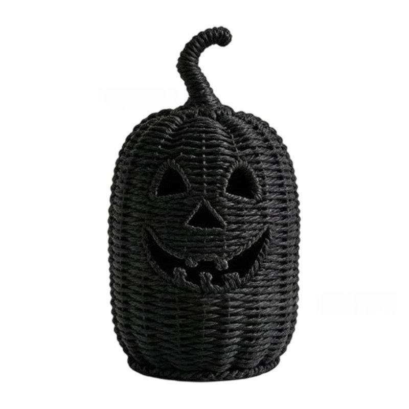 Czarna żywiczna pusta klatka z dynią, latarnia na Halloween, dekoracja stołu i okna, kompatybilna ze świecami elektronicznymi, C