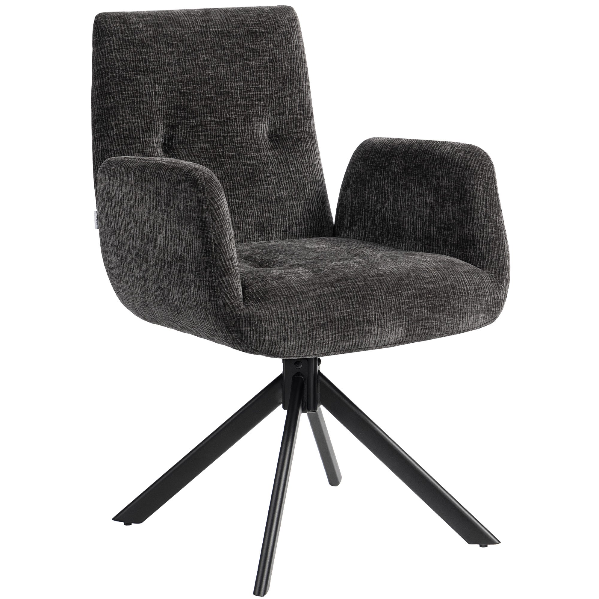 Fotel tapicerowany, krzesło okazjonalne, nowoczesny design, obrotowy, do 120 kg, czarny