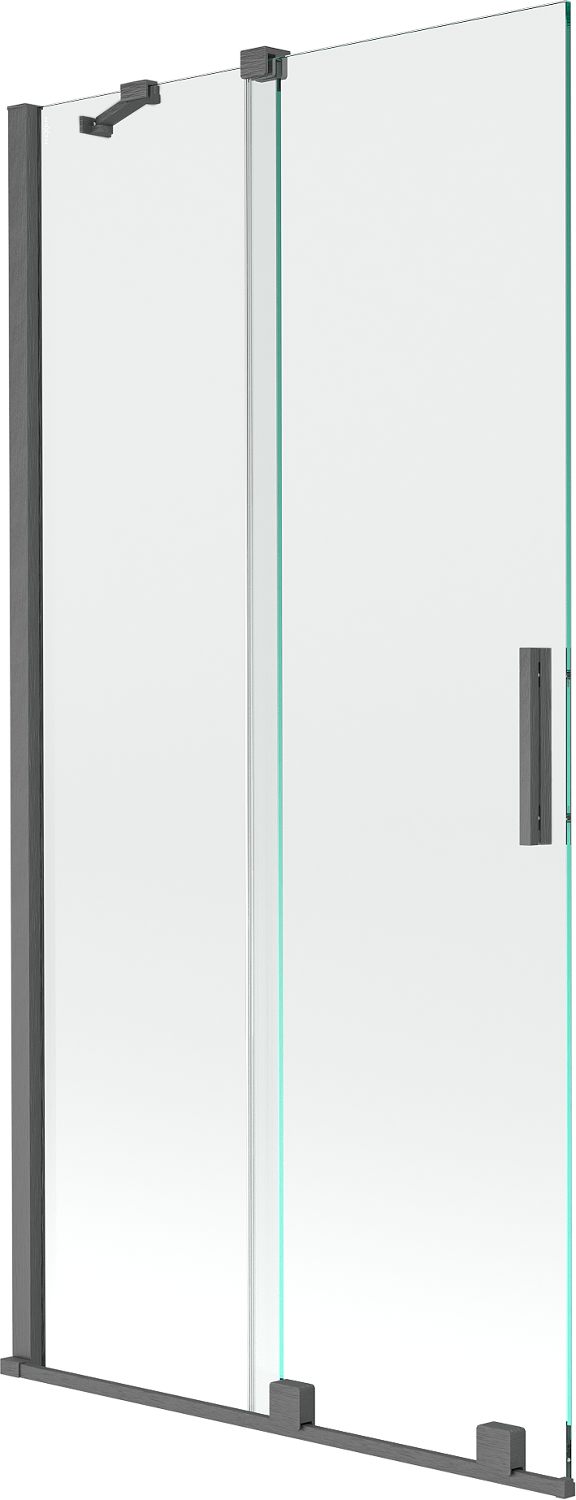 Mexen Velar parawan nawannowy 2-skrzydłowy rozsuwany 95 x 150 cm, transparent, gun gray szczotkowany - 896-095-000-01-66