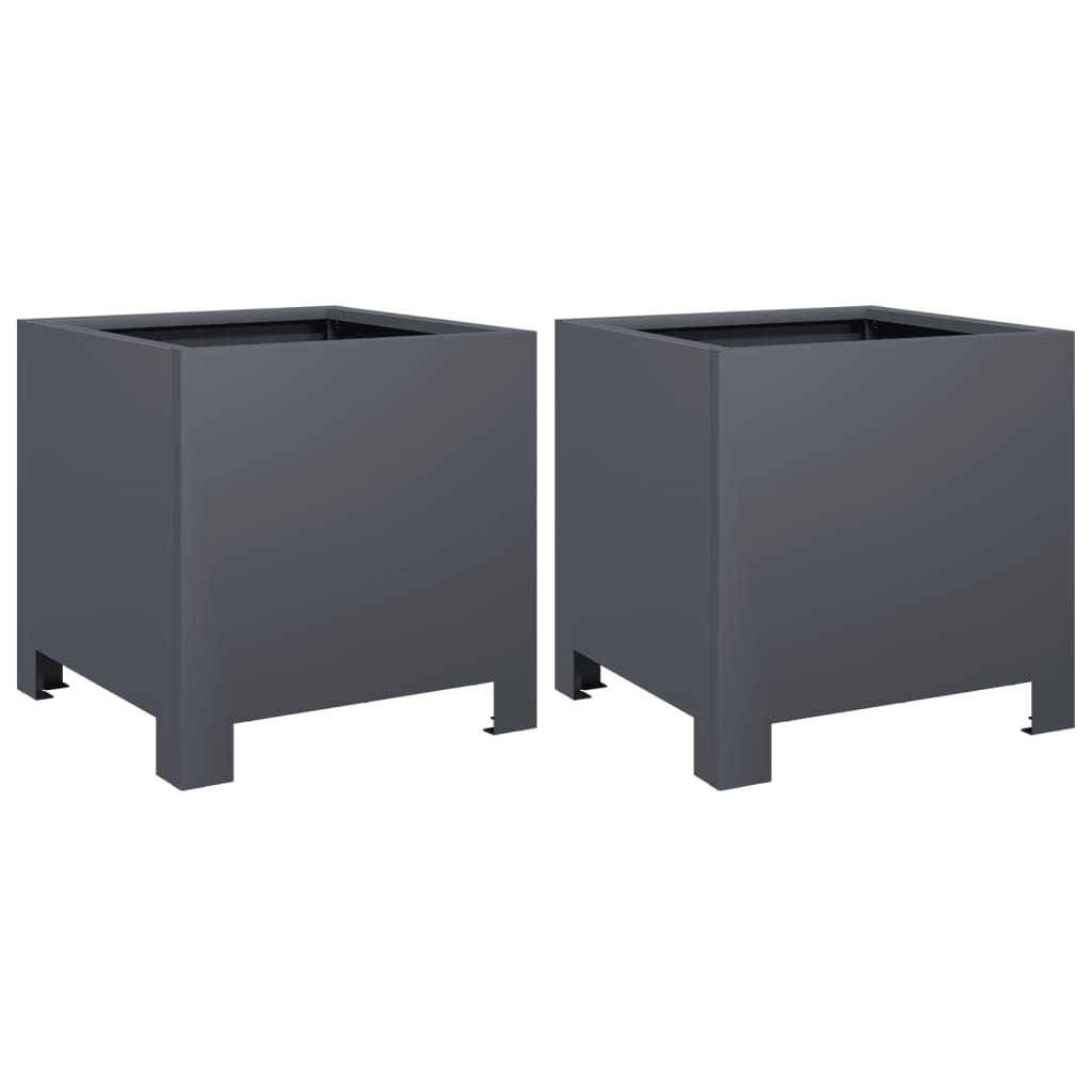 2x Donica Ogrodowa Metalowa Antracytowa z Dnem na Taras