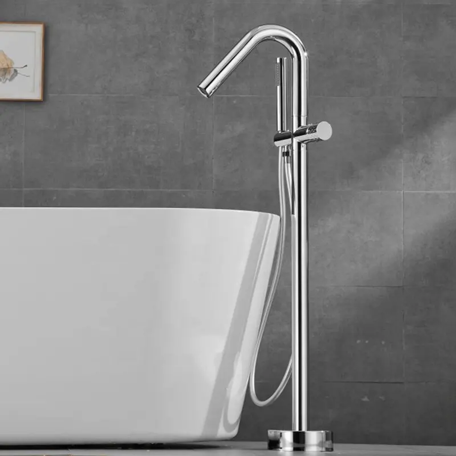 Wolnostojąca bateria wannowa, chromowana, design CUBA