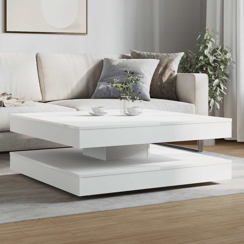Stolik kawowy obrotowy 360 stopni biały 90x90x34,5 cm