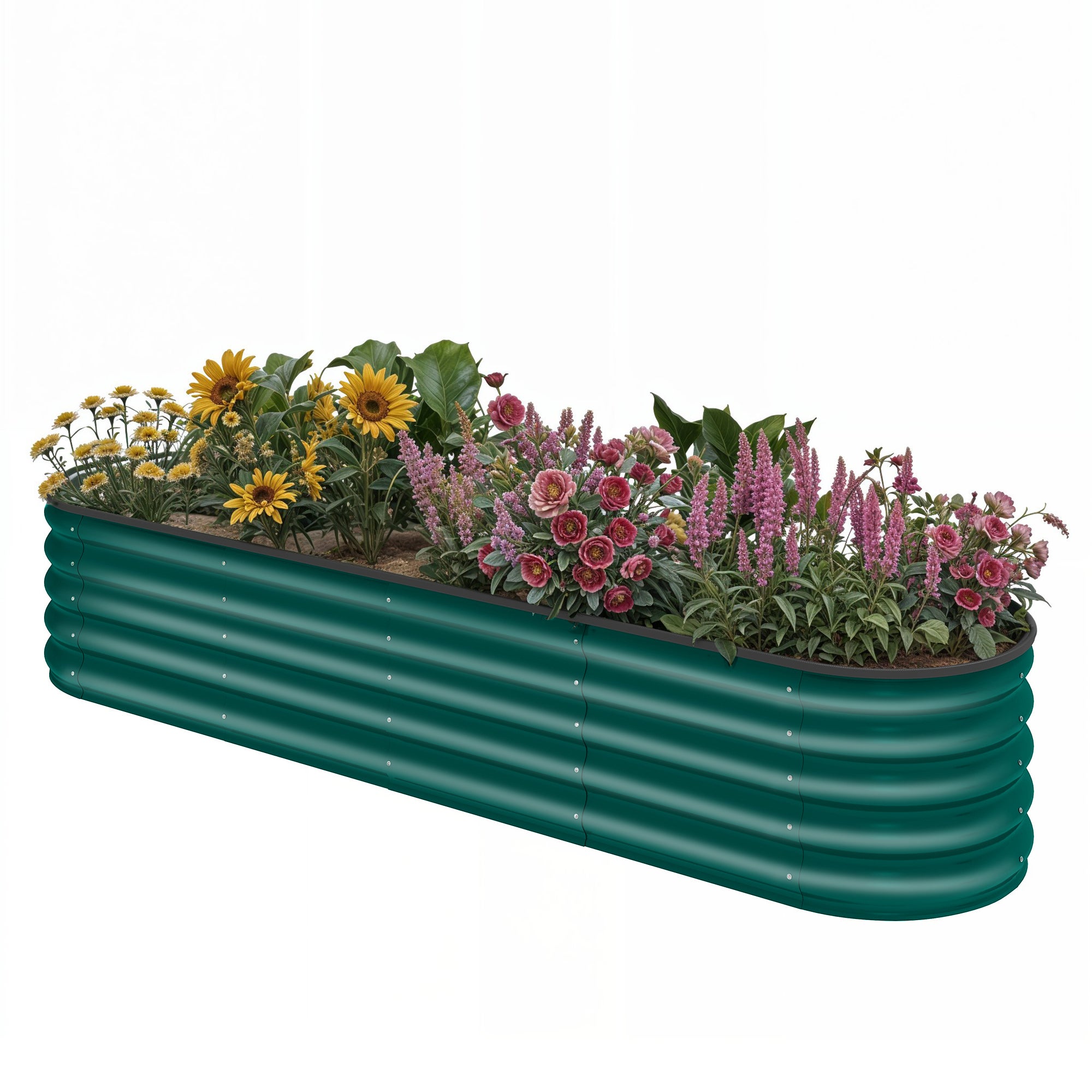 YITAHOME Owalna grządka ogrodowa, metal, 240x61x43 cm, zielona