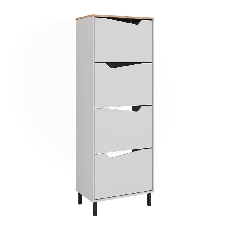 Vicco Wózek na buty Marelle, Biały/Artystyczny, 60 x 167.4 cm z 4 przegrodami