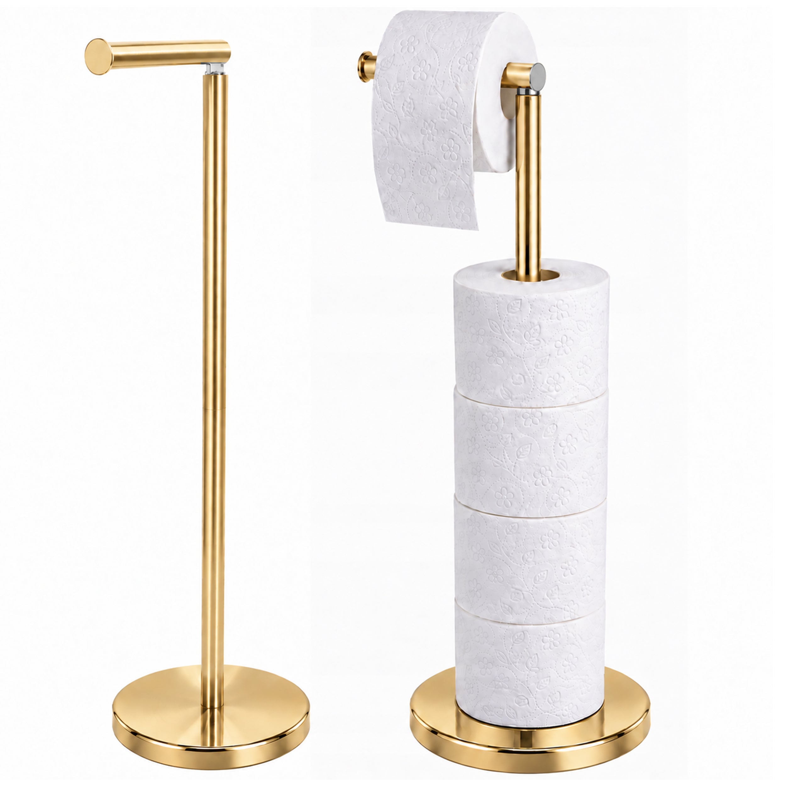Stojak łazienkowy schowek na papier toaletowy złoty Estiva Fior Gold 2w1 stal pojemność 5 rolek 1 szt.