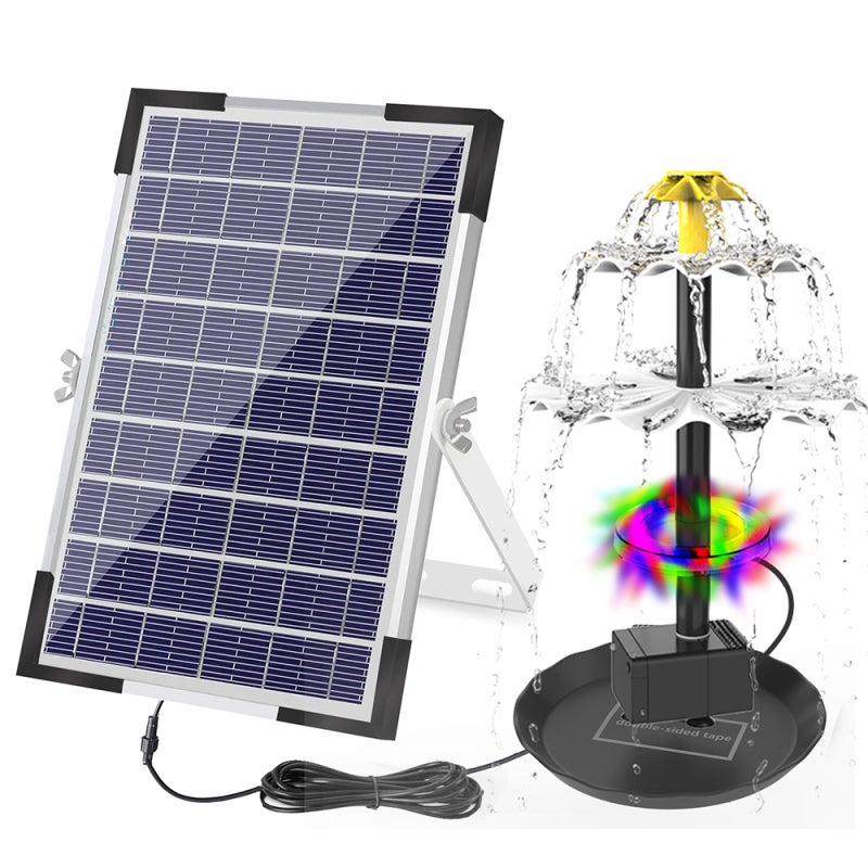 Pompa fontannowa solarna 6W do oczka wodnego dla ptaków, 12 LED, 9 dysz, bateria 1500mAh, do ogrodu/stawu/basenu/akwarium/na zewnątrz