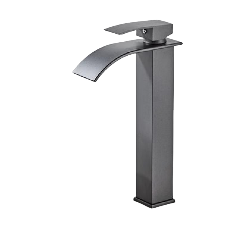 Szary kran umywalkowy kaskadowy, bateria umywalkowa z wysoką wylewką 232 mm, szary kran kaskadowy G 3/8