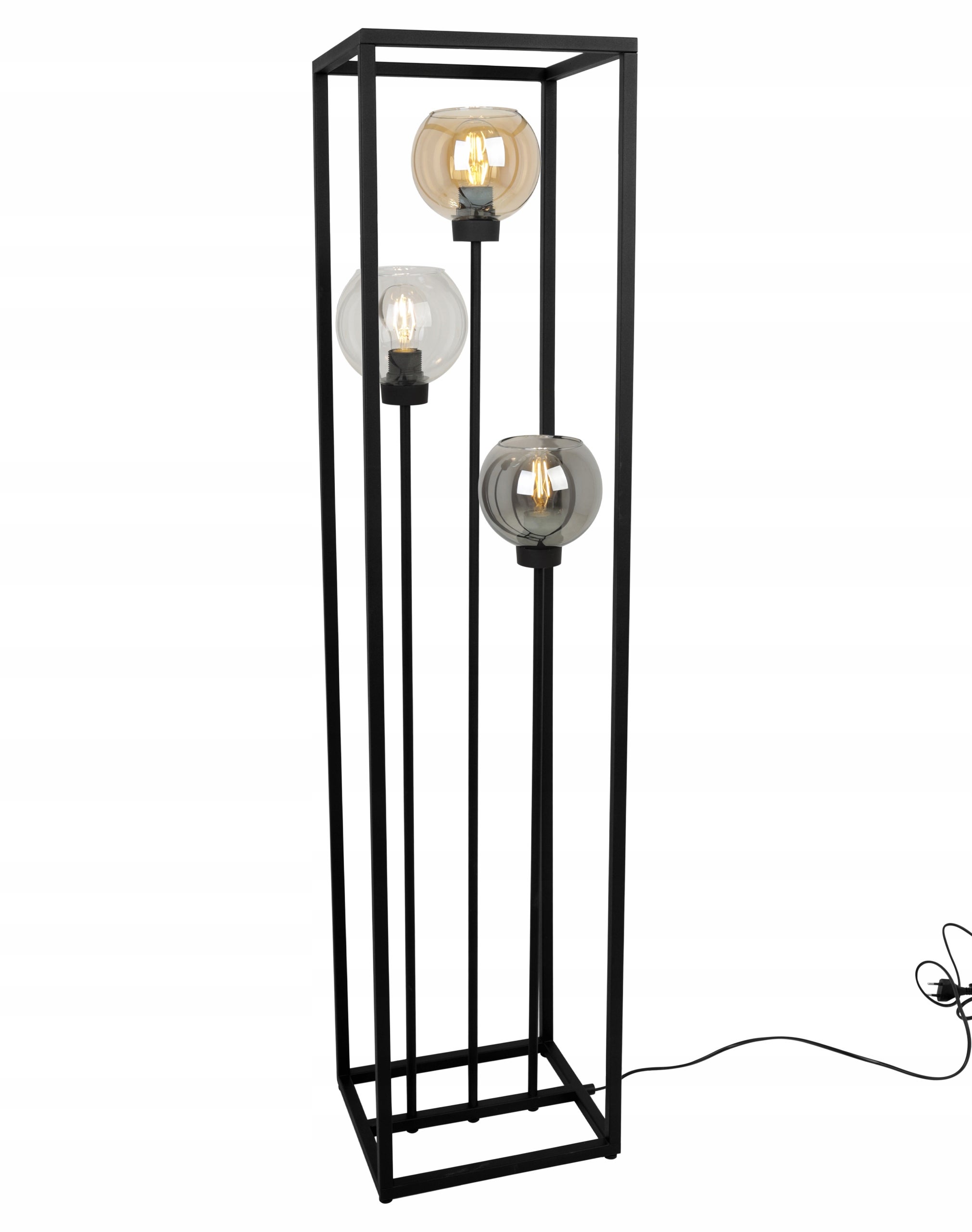 Lampa podłogowa stojąca Light Home LH Haga Cage 3x E27 60W klosz okrągły podstawa czarna