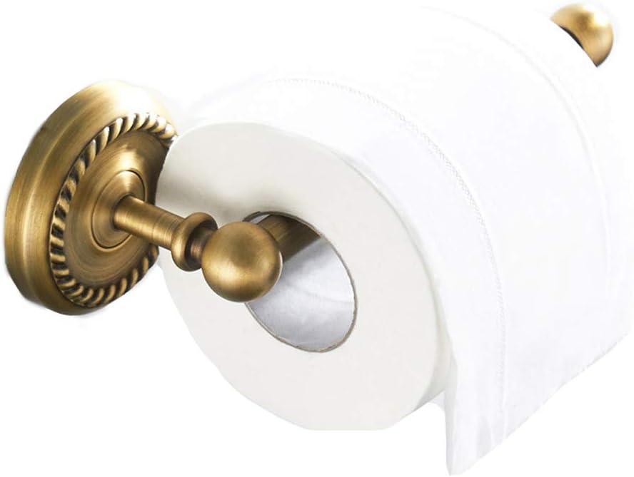 Mosiężny, antyczny, ścienny uchwyt na papier toaletowy – retro uchwyt na rolkę papieru do WC