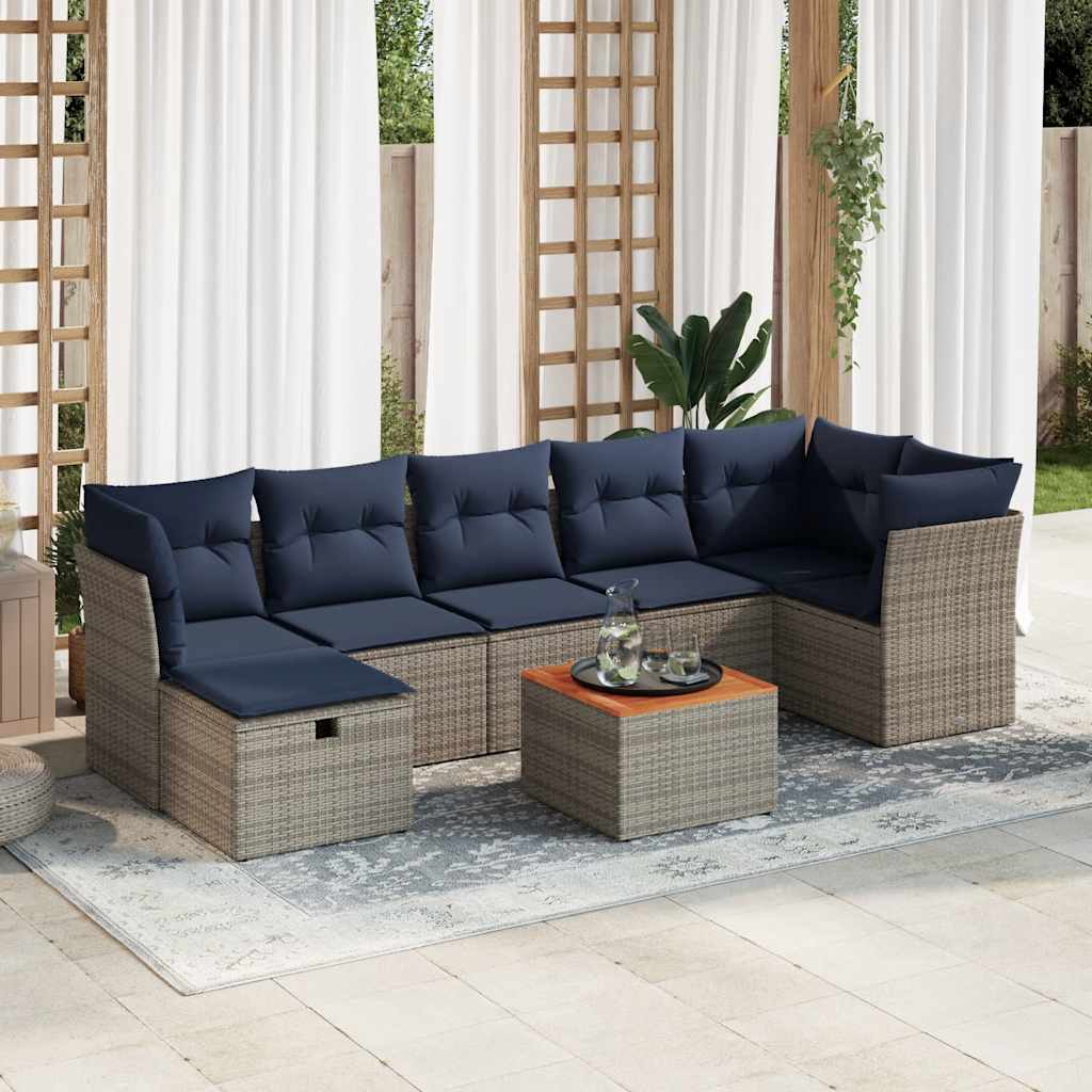 8-cz. zestaw wypoczynkowy do ogrodu z poduszkami, szary, polirattan vidaXL