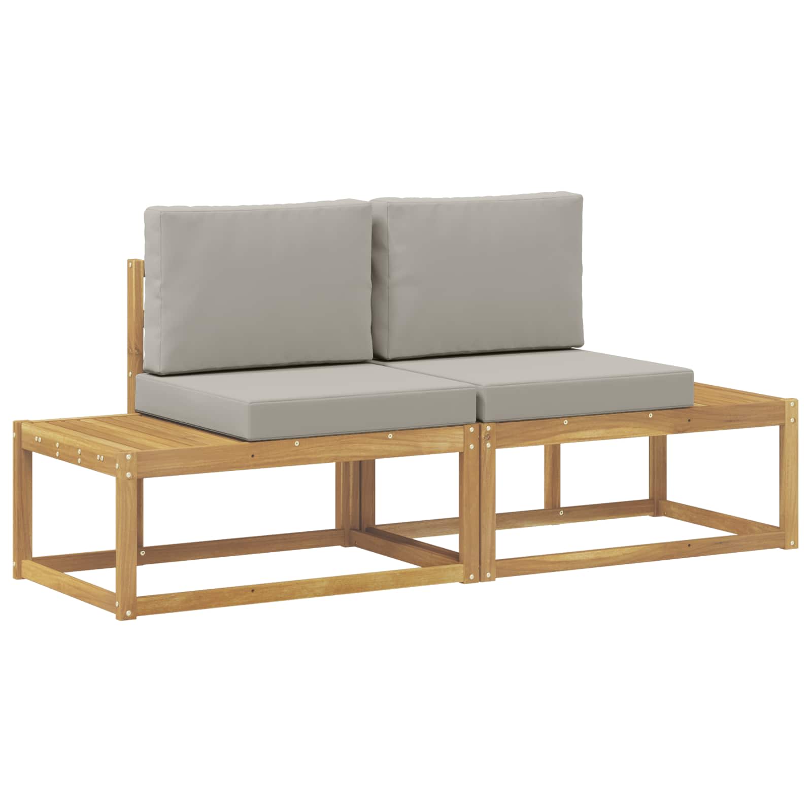 Sofa końcowa na zewnątrz 2 Sztuka Biały Lite Drewno Akacji