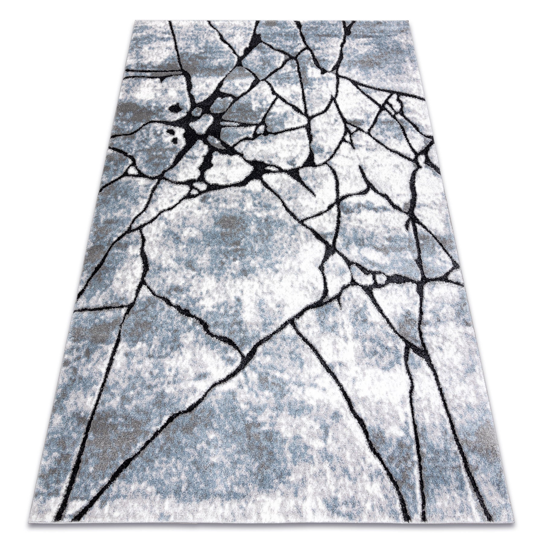 Dywan nowoczesny COZY 8873 Cracks Popękany beton - Strukturalny, dwa poziomy runa jasny szary / niebieski 160x220 cm
