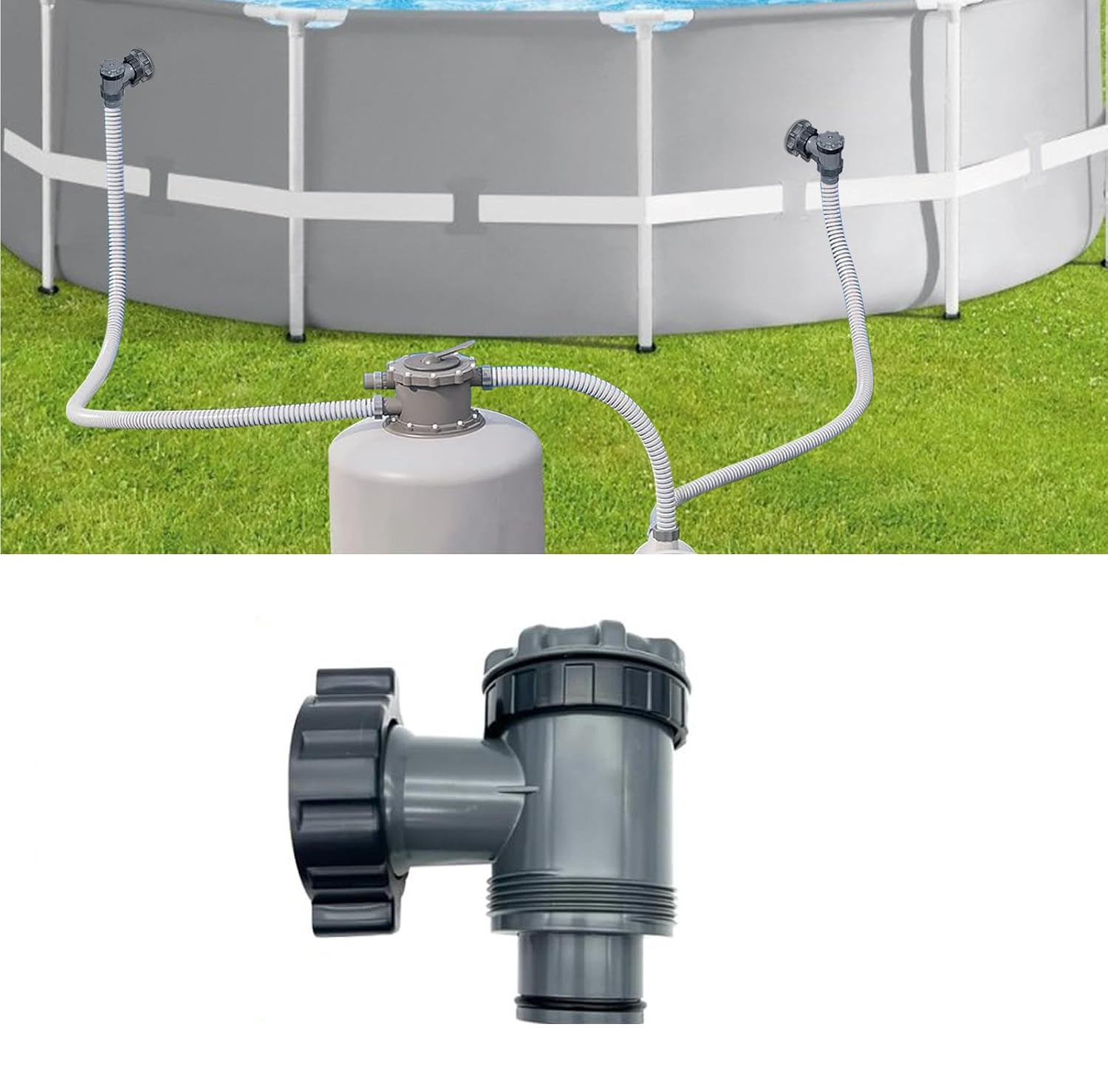 Pompa filtrująca do basenu z zaworem tłokowym do Coleman, Intex, Bestway, części zamienne do pomp basenowych, pasuje do węży 1-1/2", 1 szt.