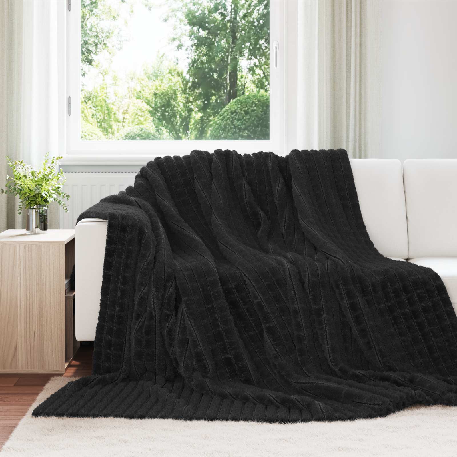 Koce narzutowe 6 pcs Czarny 270 x 240 cm Polar vidaXL