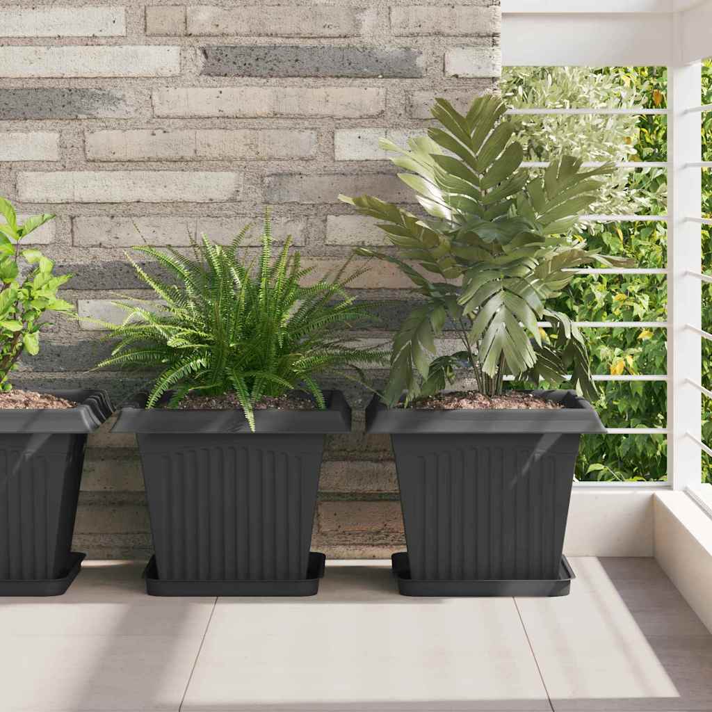 Kwadratowa doniczka na kwiaty 6 pcs Czarny 33 x 33 x 26 cm vidaXL