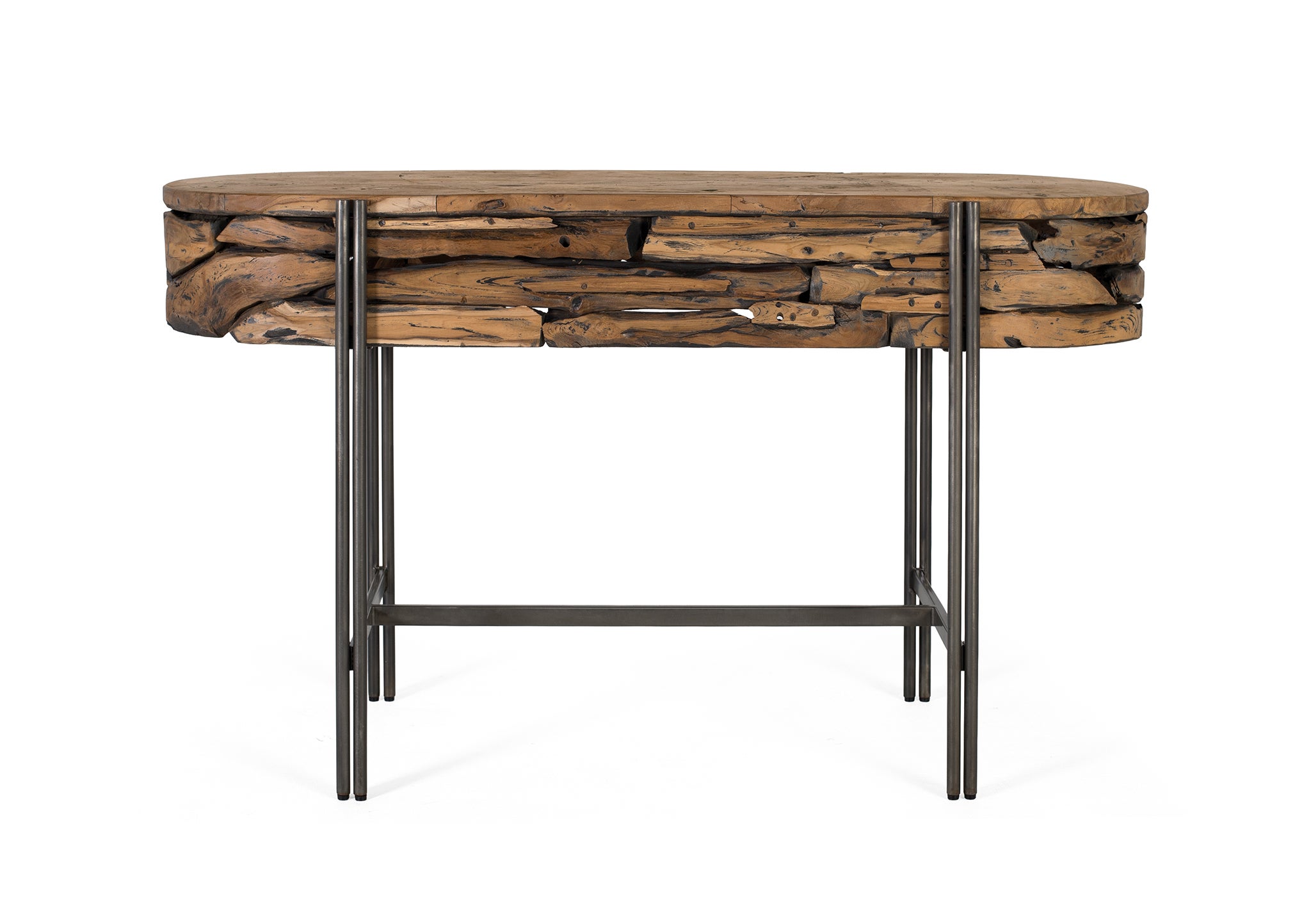 Konsola z drewna tekowego 140 cm w stylu rustykalnym i industrialnym