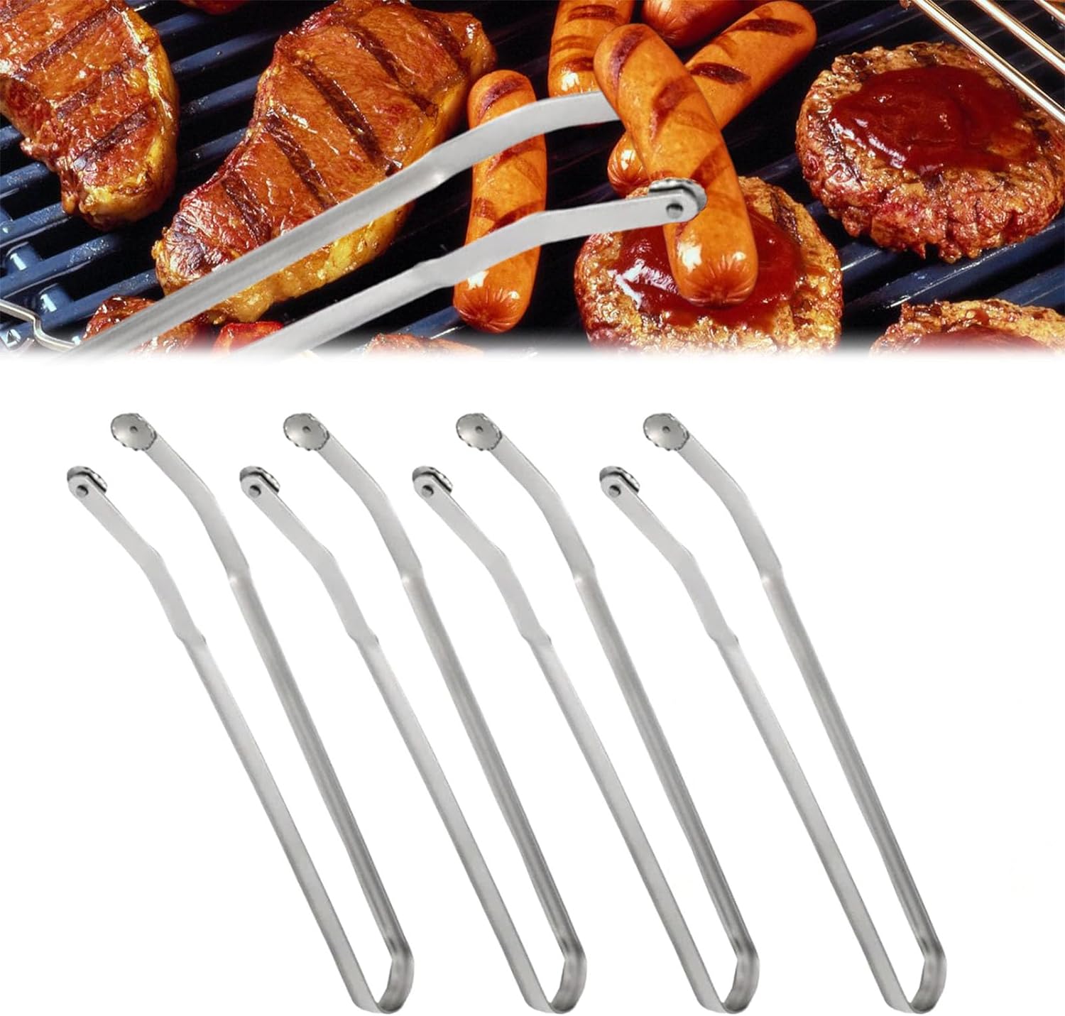 Zestaw do grillowania 4-częściowy, długość 38 cm - łopatka do kiełbasek - szczypce kuchenne ze stali nierdzewnej - szczypce do grilla - akcesoria do g