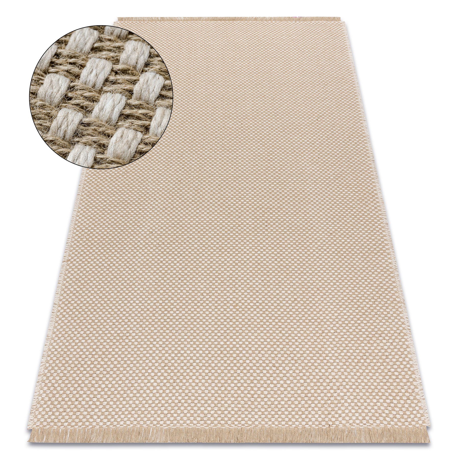 Dywan JUTE 3731 krem / beż - jutowy, płaskotkany, frędzle 200x290 cm