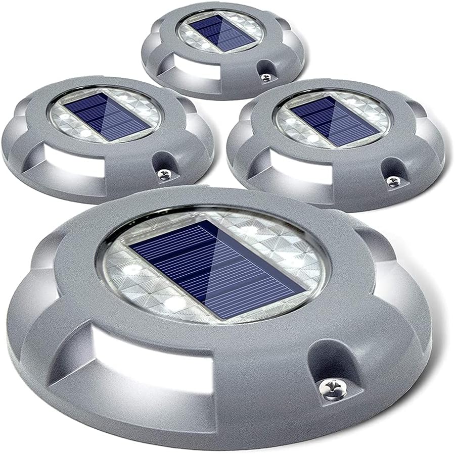 Solarne lampy tarasowe LED, idealne do oświetlania schodów, chodników, podłóg, ścieżek i patio. Zestaw 4 sztuk (białe)
