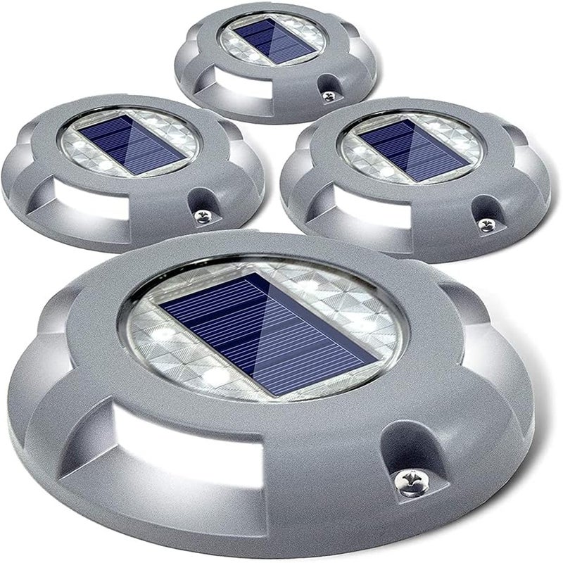 Solarne lampy tarasowe LED, idealne do oświetlania schodów, chodników, podłóg, ścieżek i patio. Zestaw 4 sztuk (białe)