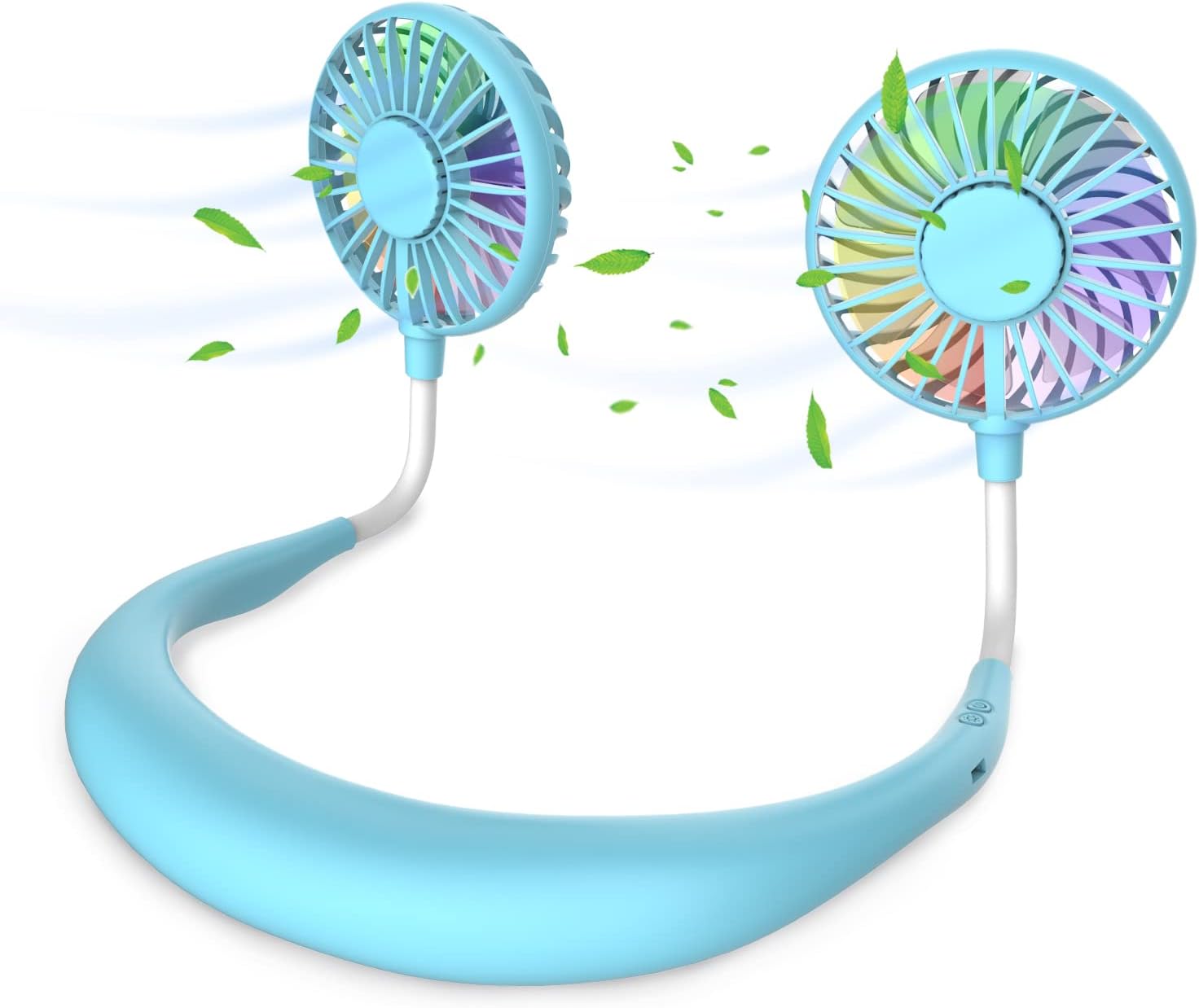 Wentylator na szyję – aromaterapia ze światłem (niebieski), przenośny wentylator, mini wentylator USB, przenośny wentylator na szyję z akumulatorem