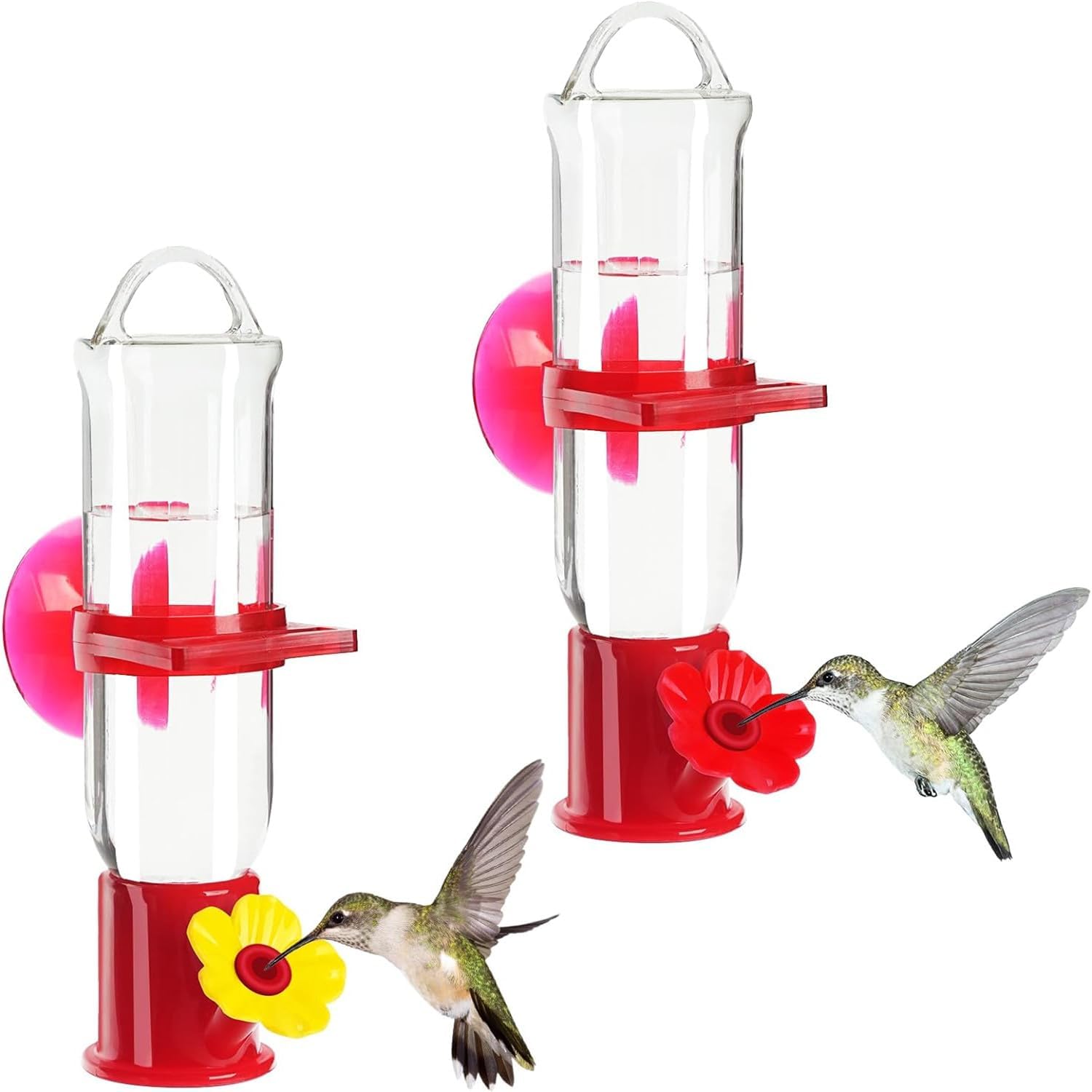 Karmniki dla ptaków na okno, 2 szt. mini karmniki dla kolibrów wiszące na zewnątrz, dekoracja ogrodu, prezent dla miłośników ptaków (przezroczyste)