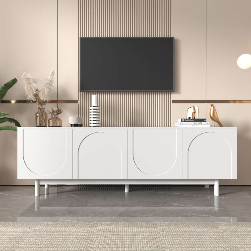 Nowoczesna szafka RTV 175 cm, modułowa przestrzeń do przechowywania, drzwi otwierane na dotyk, lite drewno, elegancki i minimalistyczny design