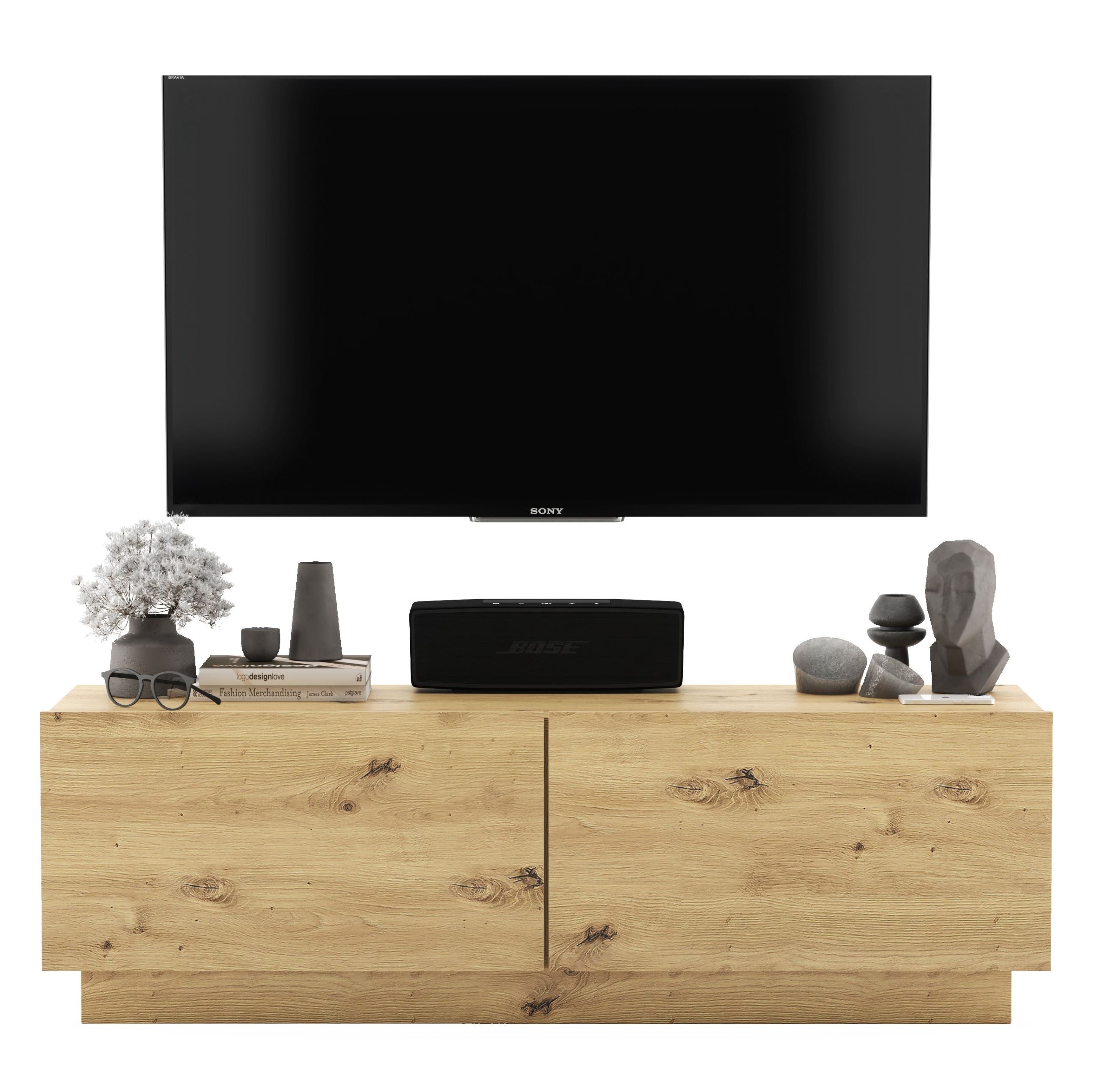 Uniwersalna szafka RTV 120 cm dąb artisan, mała komoda pod telewizor do salonu