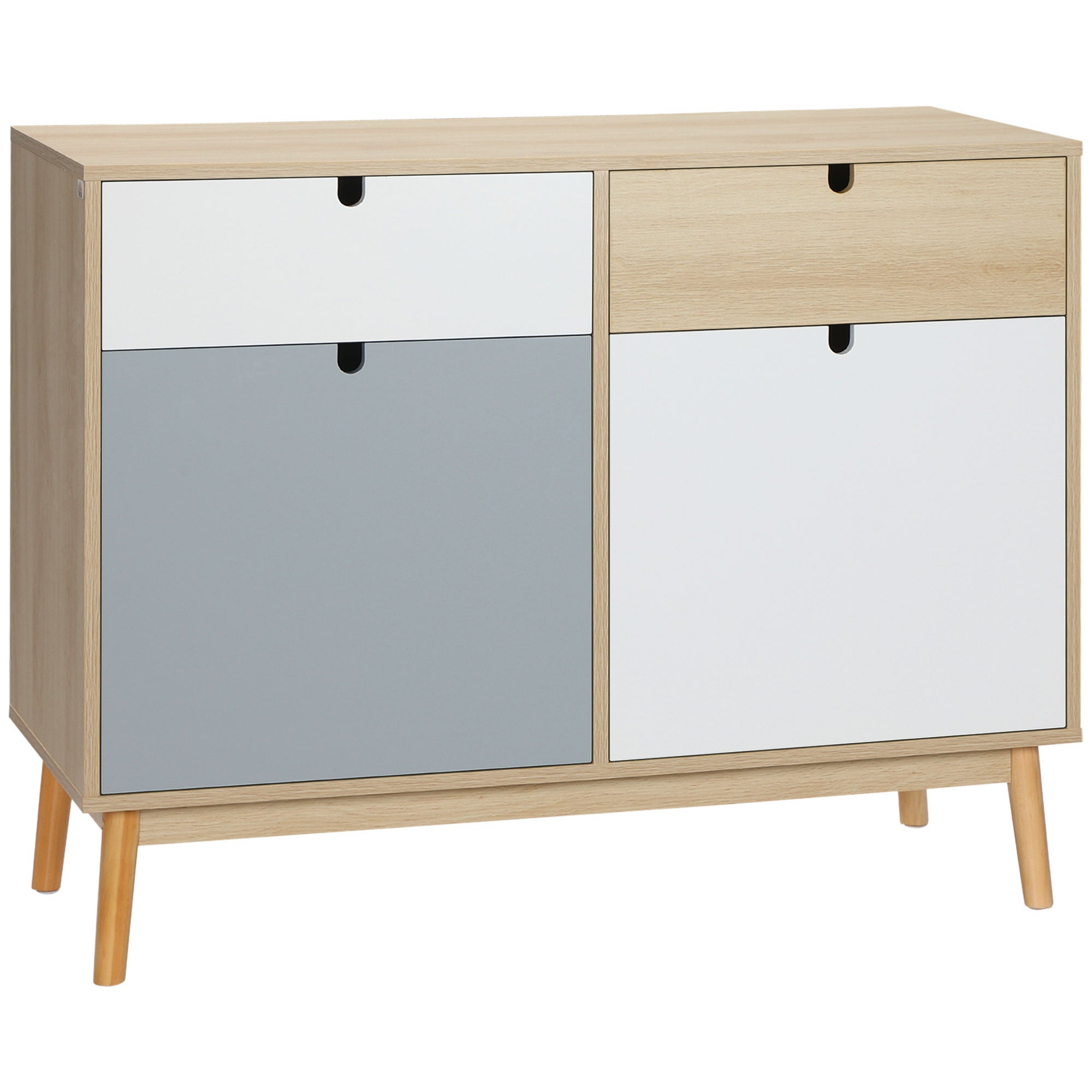 Wielofunkcyjna szafka w stylu nordyckim, dwudrzwiowa z szufladami do kuchni i przedpokoju, 100x40x79,5 cm, wielokolorowa