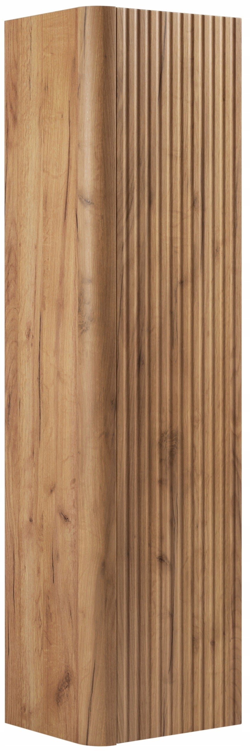 Słupek łazienkowy LINEA 35 cm dąb craft złoty ryflowany wiszący Push to Open