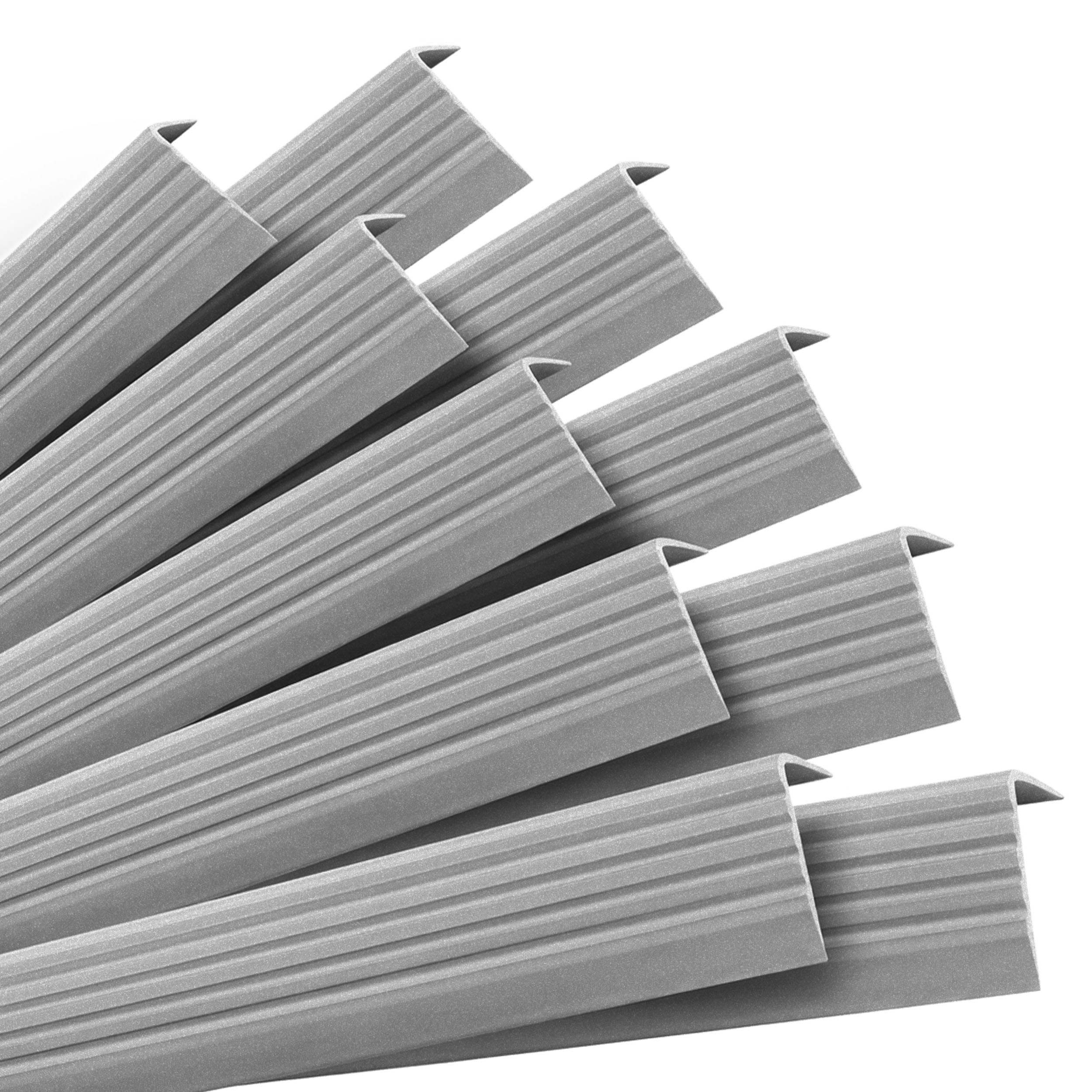 10x Profil schodowy PVC 40x25 mm - samoprzylepny, antypoślizgowy, 100 cm, srebrny