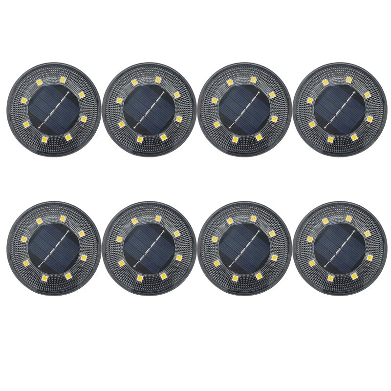 Zestaw 8 słonecznych lamp podziemnych z białym światłem, lampy solarne do ogrodu na zewnątrz z LED
