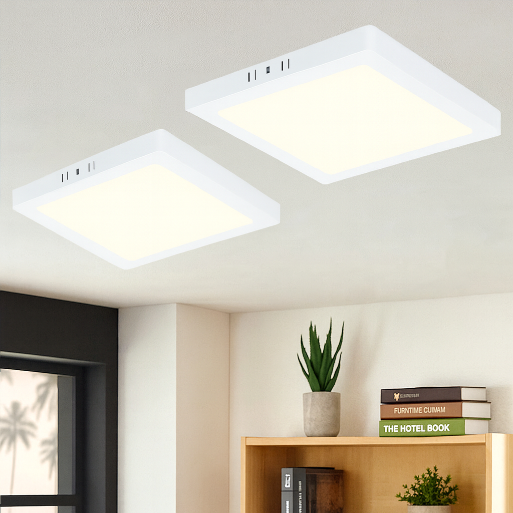Nettlife Lampa sufitowa Plafon LED, Zestaw 2 sztuk, 23cm, 18W, 4000K, IP44, kwadratowa, biała