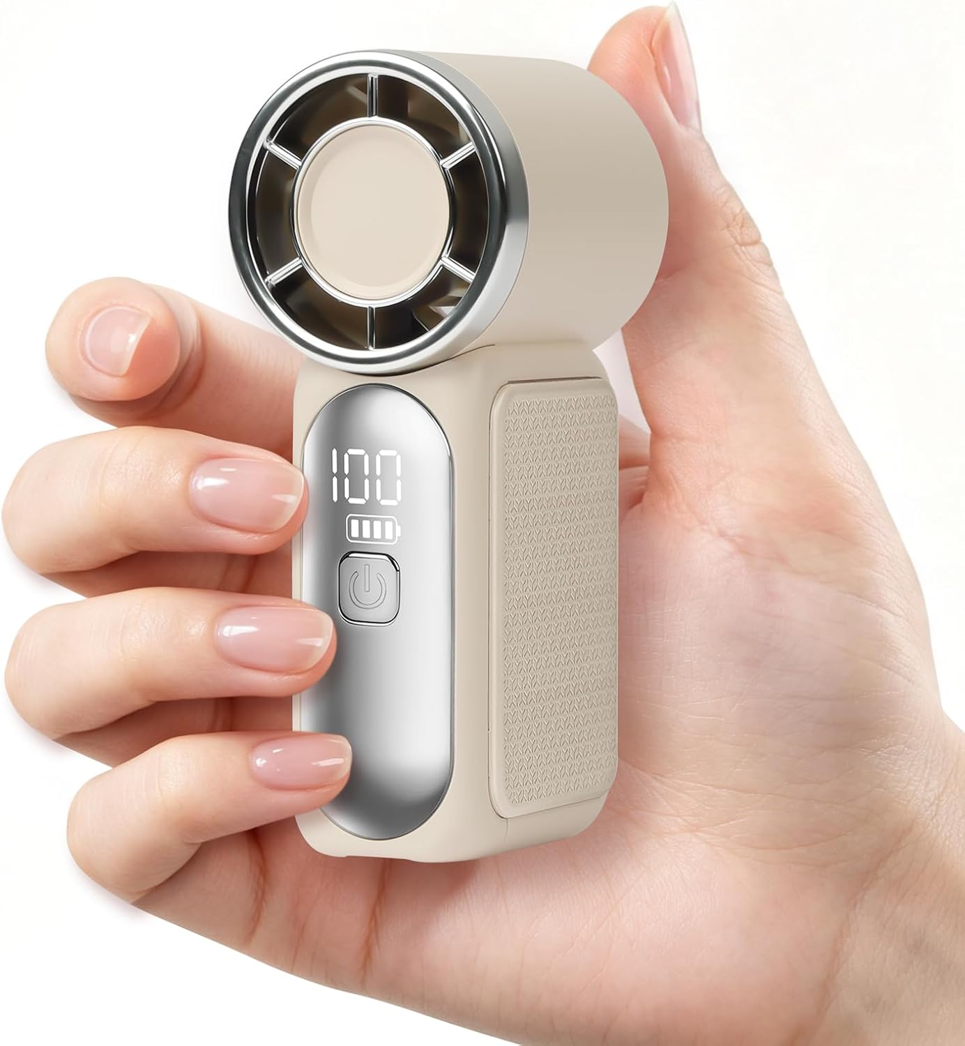 Przenośny wentylator ręczny, miniaturowy wentylator turbo z 6 regulowanymi prędkościami, wyświetlaczem LED i ładowalnym przez USB-C wentylatorem zewnę