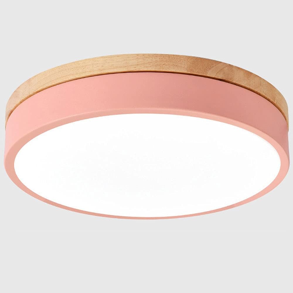 Lampa sufitowa różowa nowoczesna okrągła lampa sufitowa z drewna odpowiednia do sypialni lampa sufitowa do korytarza cm światło białe30 cm, 24W